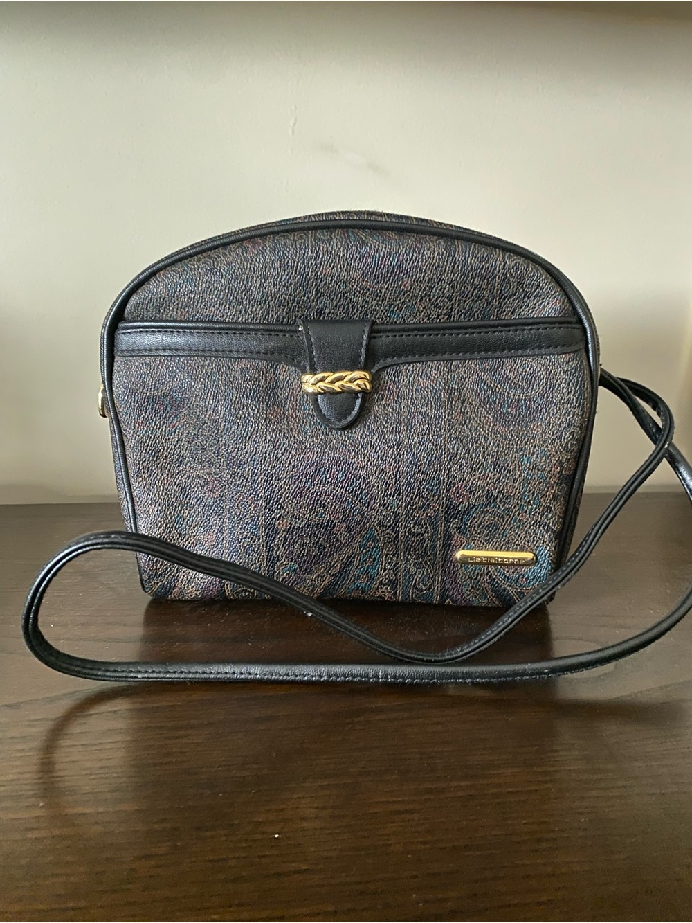 Vintage Liz Claiborne Paisley Crossbody with Gold Braided Accent